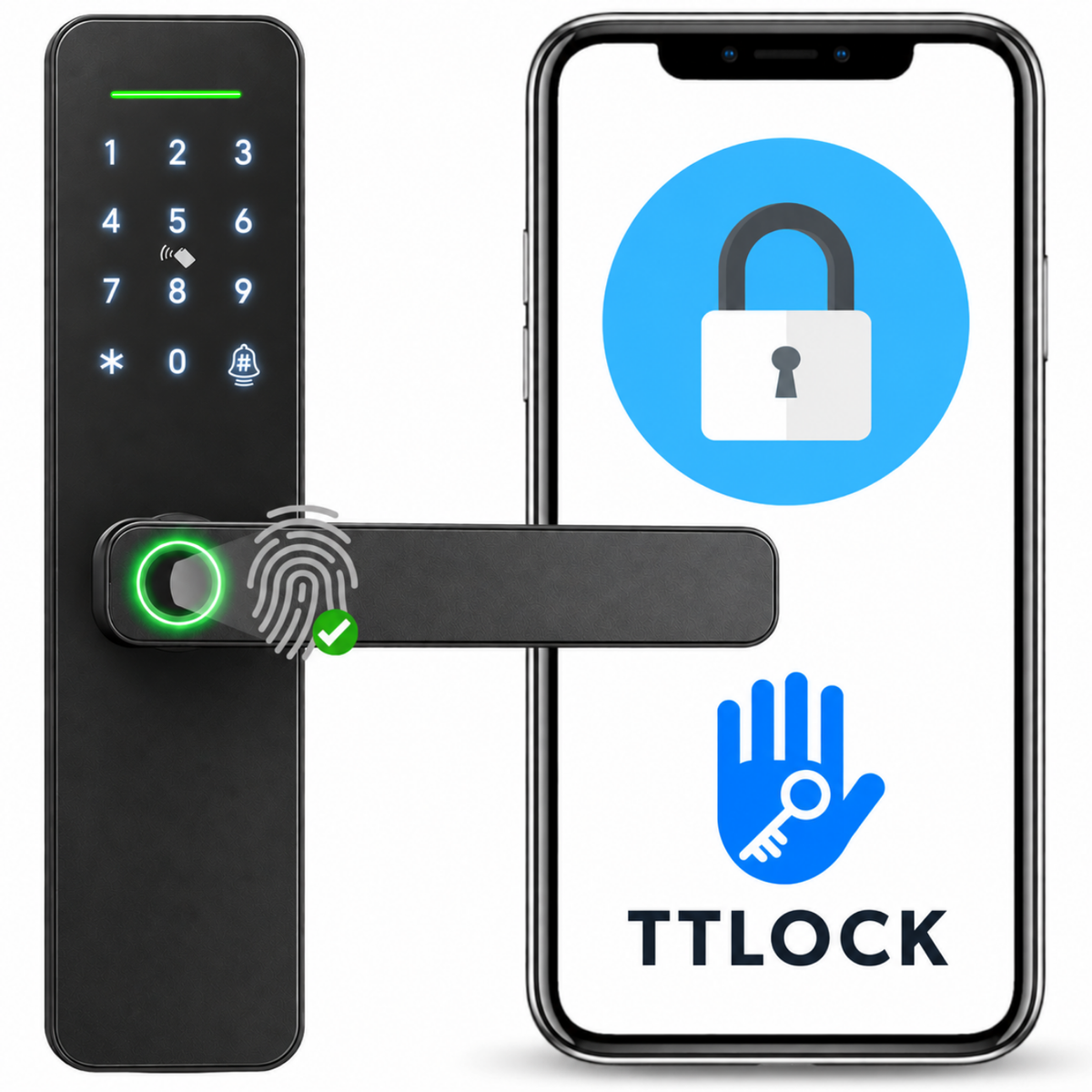 Elektronický zámek s klikou A261F 50/72 TTLock Black