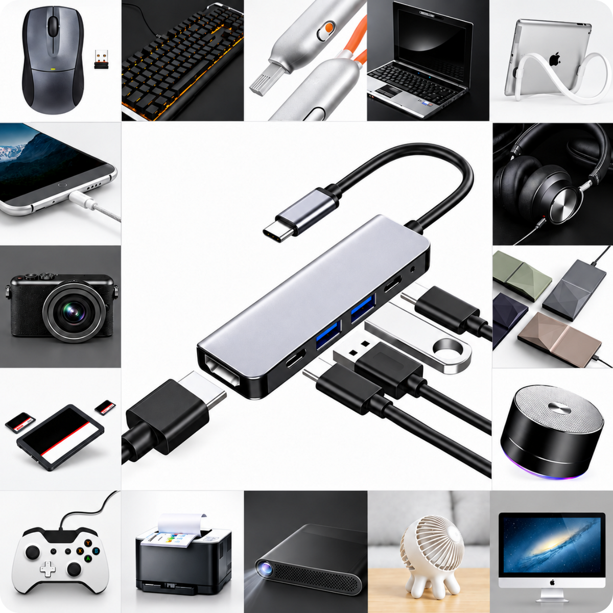 Adaptér 5v1 HUB USB-C SC-USH83