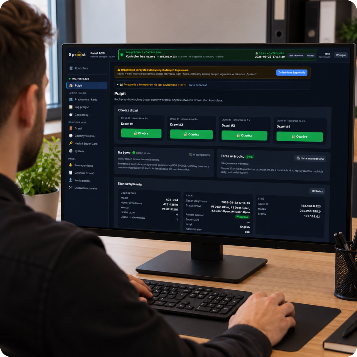 Řídicí jednotka přístupu čtyřdveřová ACB-004 TCP IP Wiegand