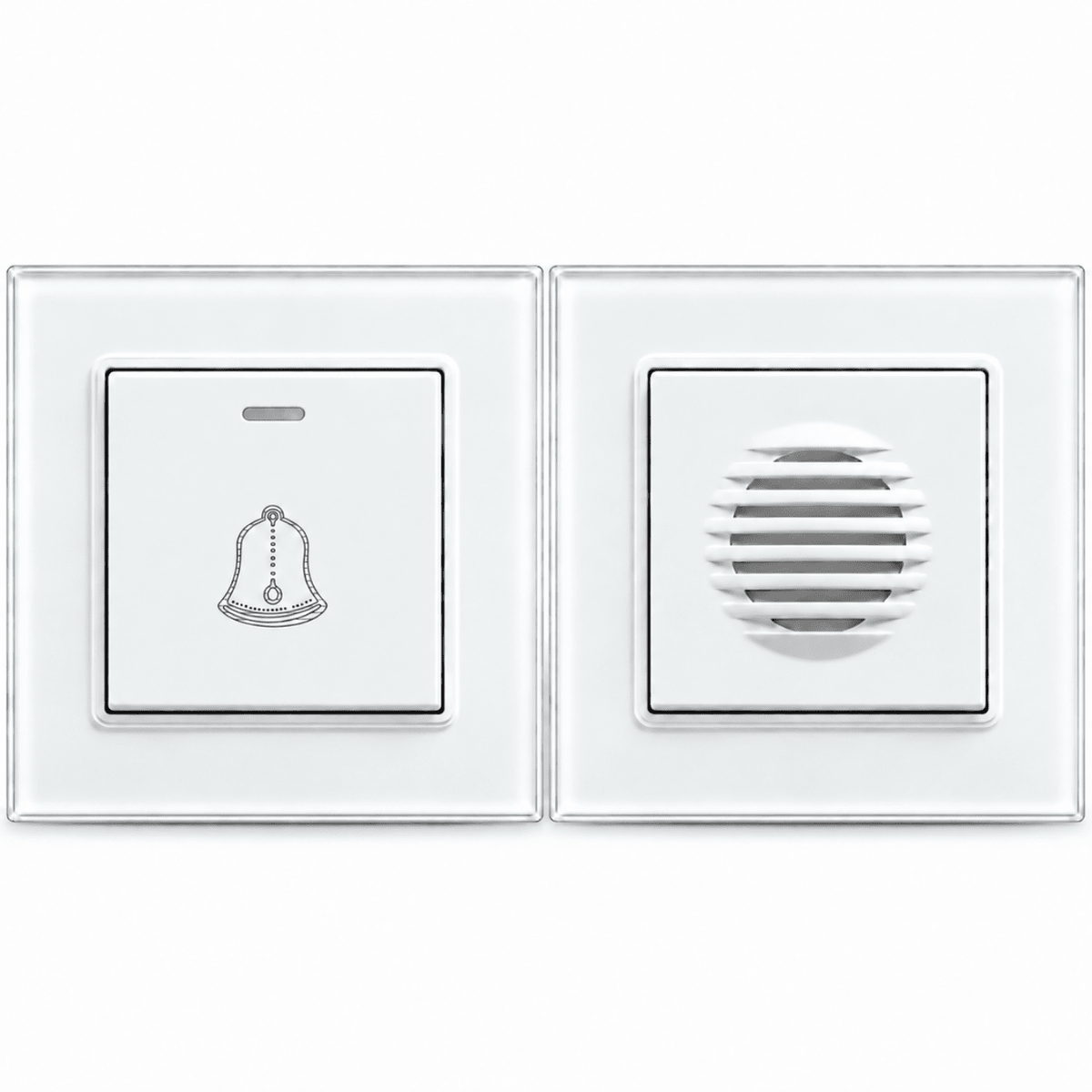 1x Tlačítko drátového zvonku D01 White + 1x Přijímač drátového zvonku D02 White