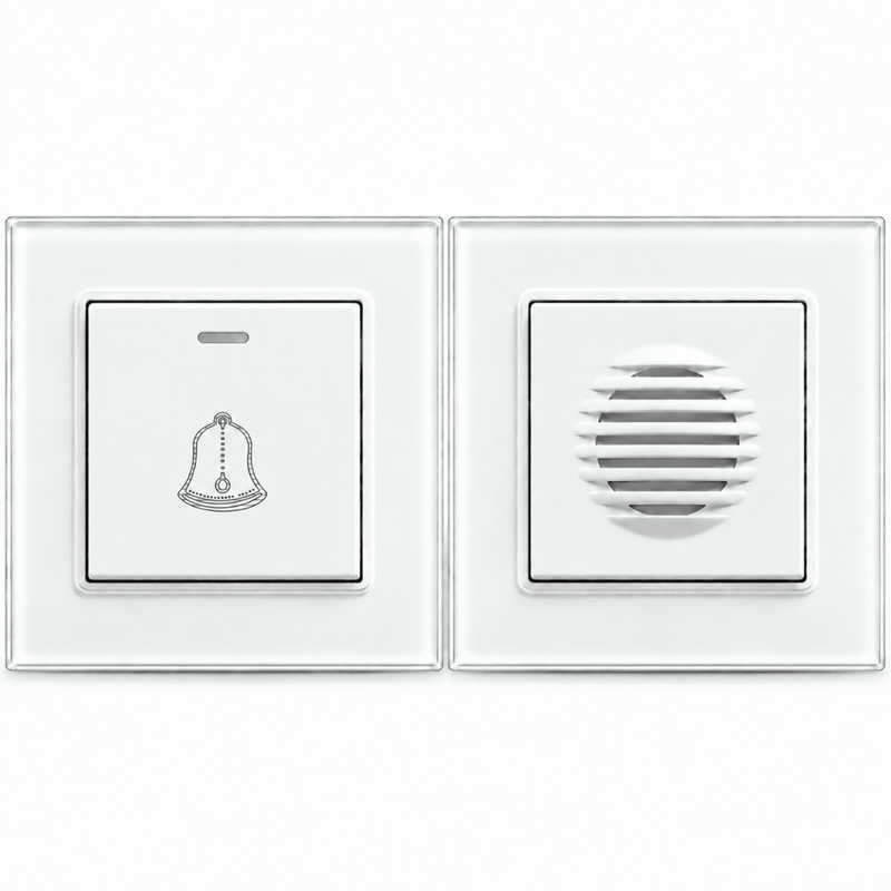 1x Tlačítko drátového zvonku D01 White + 1x Přijímač drátového zvonku D02 White