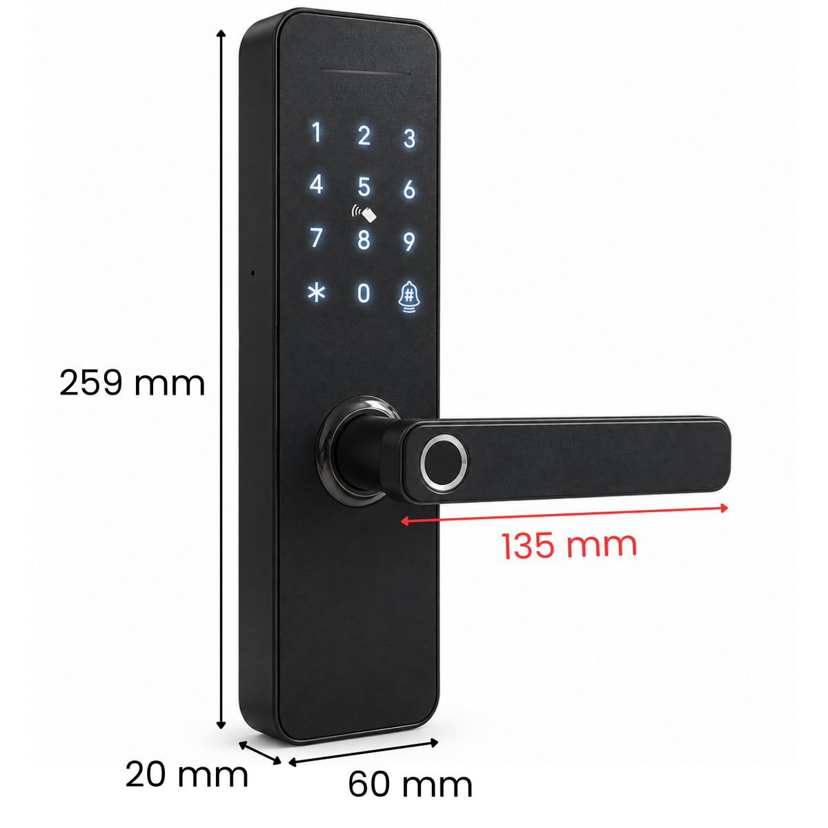 Elektronický zámek s klikou A261F 50/72 TTLock Black