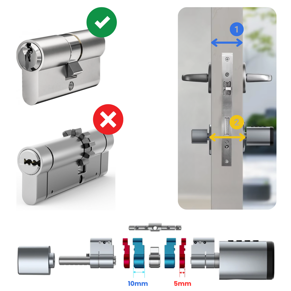 Elektronická vložka zámku V1-W TTLock Silver vodotěsná