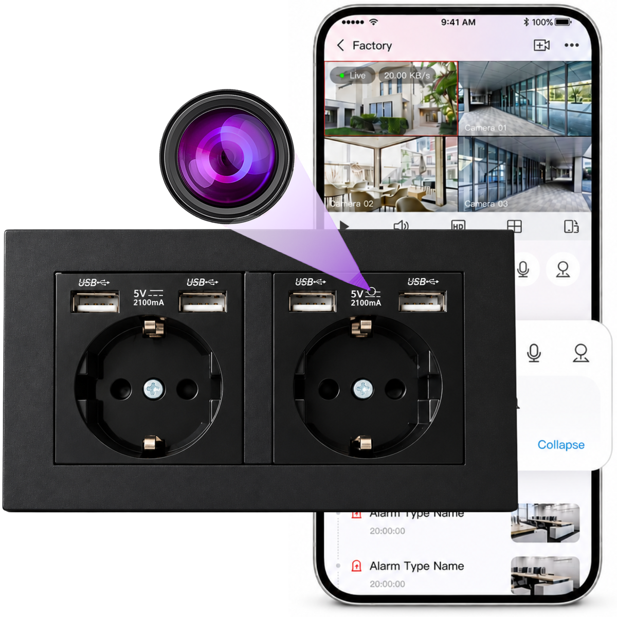 Mini kamera v zásuvce WF-ES22 WiFi
