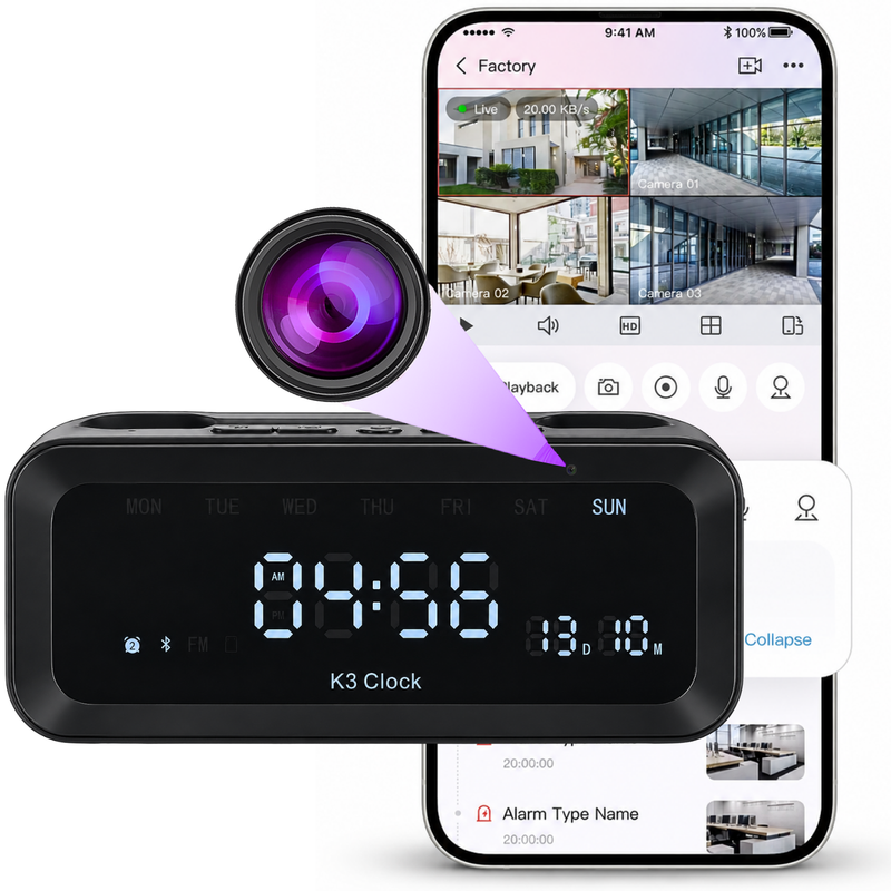 Mini kamera v budíku K3 WiFi