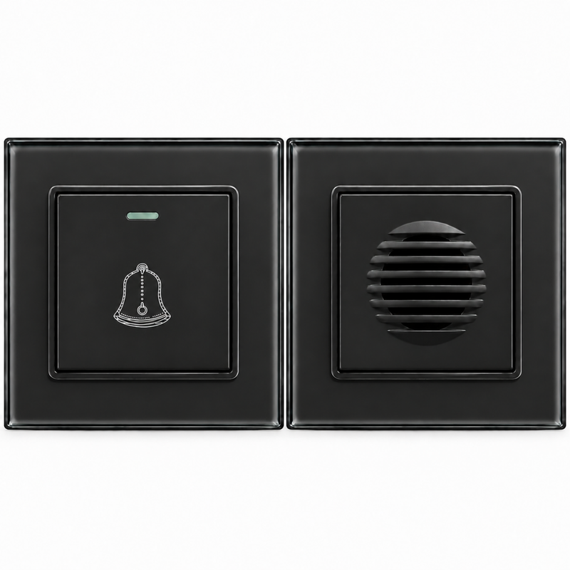 1x Tlačítko drátového zvonku D01 Black + 1x Přijímač drátového zvonku D02 Black